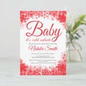 Baby's Cold Outdoor Snowflake Babydusche Einladung (Stehend Vorderseite)