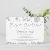 Baby's Cold Outdoor Snowflake Babydusche Einladung (Stehend Vorderseite)
