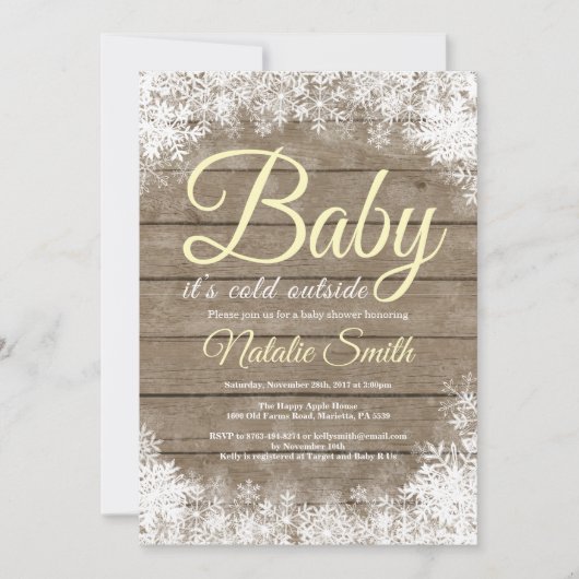 Baby's Cold Outdoor Snowflake Babydusche Einladung (Vorderseite)