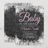 Baby's Cold Outdoor Snowflake Babydusche Einladung (Vorne/Hinten)