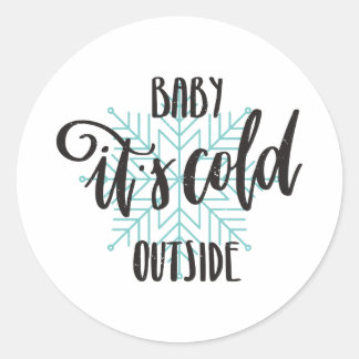 Baby's Cold Outdoor Snowflake - Moderne Schrift Runder Aufkleber