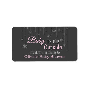 Baby's Cold Outdoor Snowflakes Babydusche Label Adressaufkleber