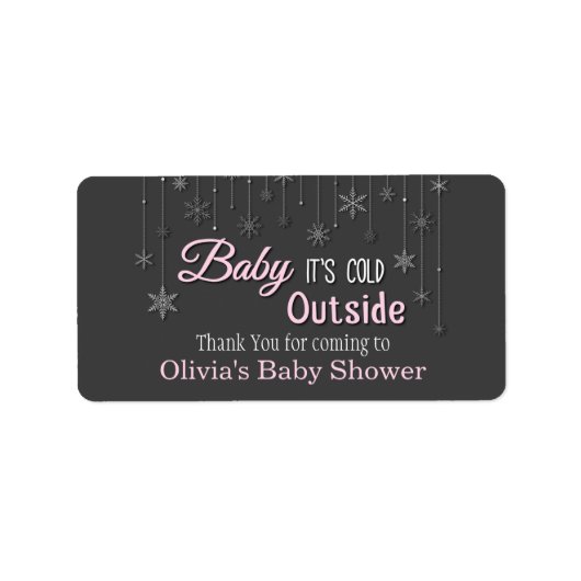 Baby's Cold Outdoor Snowflakes Babydusche Label Adressaufkleber (Vorne)