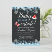 Baby's Cold Outdoor Snowflakes Niedliche Babydusch Einladung (Stehend Vorderseite)