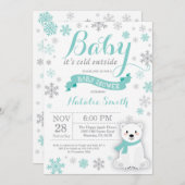 Baby's Cold Outdoor Winter Baby Dusche Auqa Einladung (Vorne/Hinten)