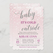 Baby's Cold Outdoor Winter Baby Dusche Pink Girl Einladung (Vorne/Hinten)