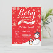 Baby's Cold Outdoor Winter Baby Dusche Red Einladung (Stehend Vorderseite)