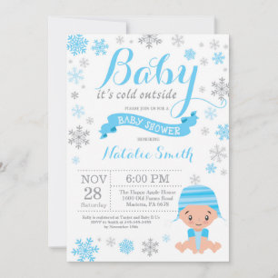 Baby's Cold Outdoor Winter Boy Baby Dusche Blue Einladung