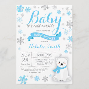 Baby's Cold Outdoor Winter Boy Baby Dusche Blue Einladung