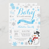 Baby's Cold Outdoor Winter Boy Baby Dusche Blue Einladung (Vorne/Hinten)