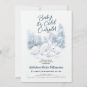 Baby's Cold Outdoor Winter Bunnies Babydusche Einladung (Vorderseite)