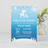 Baby's Cold Outdoor Winter Deer Boy Baby Dusche Einladung (Stehend Vorderseite)