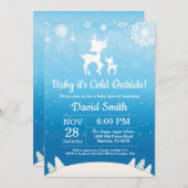 Baby's Cold Outdoor Winter Deer Boy Baby Dusche Einladung (Vorne/Hinten)