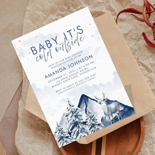 Baby's Cold Outdoor Winter Evergreen Baby Shower Einladung