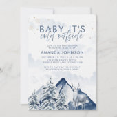 Baby's Cold Outdoor Winter Evergreen Baby Shower Einladung (Vorderseite)