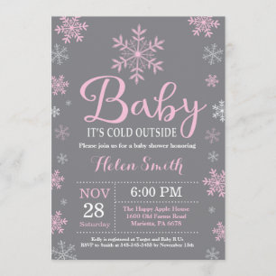 Baby's Cold Outdoor Winter Girl Babydusche Einladung