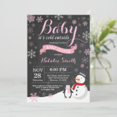 Baby's Cold Outdoor Winter Girl Babydusche Einladung (Stehend Vorderseite)