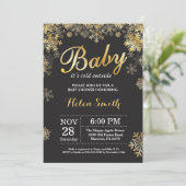 Baby's Cold Outdoor Winter Gold Baby Dusche Einladung (Stehend Vorderseite)