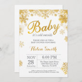 Baby's Cold Outdoor Winter Gold Baby Dusche Einladung (Vorne/Hinten)