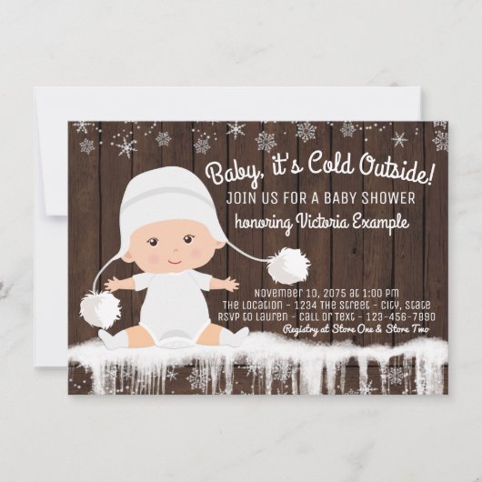 Baby's Cold Outside Baby Dusche Einladung (Vorderseite)