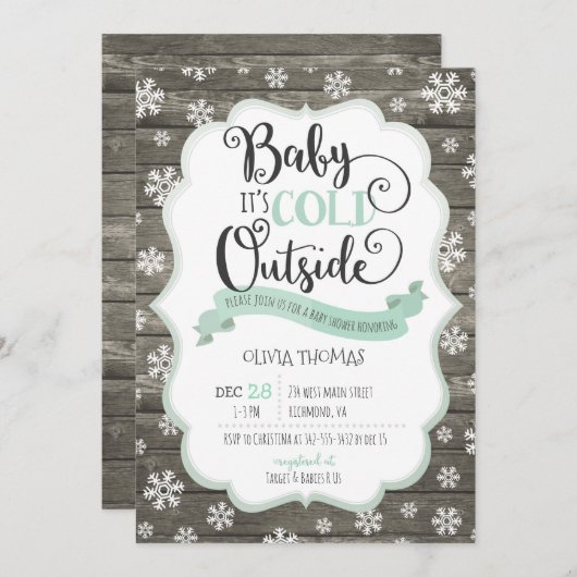 Baby's Cold Outside Baby Dusche Einladung (Vorne/Hinten)