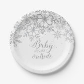 Baby's Cold Outside Baby Showe Silver Pappteller (Vorderseite)