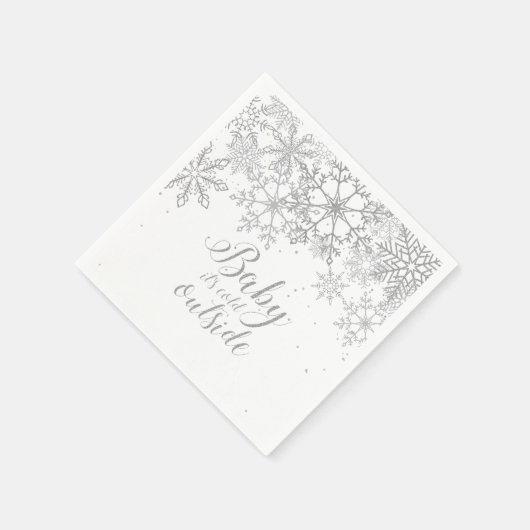 Baby's Cold Outside Baby Showe Silver Serviette (Ecke)