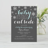 Baby's Cold Outside - Boy Baby Shower Einladung (Stehend Vorderseite)