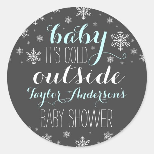 Baby's Cold Outside - Boy Baby Shower Sticker (Vorderseite)