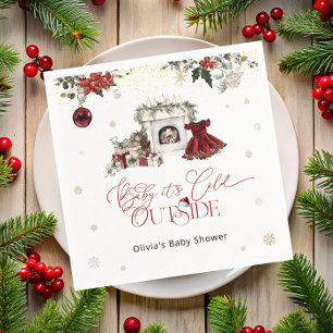 Baby's Cold Outside Christmas Girl Baby Shower Serviette