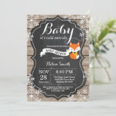 Baby's Cold Outside Fox Baby Dusche Einladung (Stehend Vorderseite)