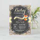 Baby's Cold Outside Fox Baby Dusche Einladung (Stehend Vorderseite)