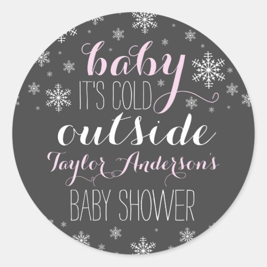 Baby's Cold Outside - Girl Baby Shower Sticker (Vorderseite)