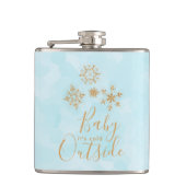 Baby's Cold Outside Gold Schneeflocken auf Blue Flachmann (Vorderseite)