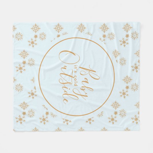 Baby's Cold Outside Gold Schneeflocken auf Blue Fleecedecke (Vorderseite (Horizontal))