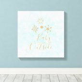 Baby's Cold Outside Gold Schneeflocken auf Blue Leinwanddruck (Insitu (Holzboden))