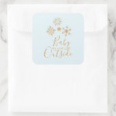Baby's Cold Outside Gold Schneeflocken auf Blue Quadratischer Aufkleber (Tasche)