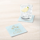 Baby's Cold Outside Gold Schneeflocken auf Blue Rechteckiger Pappuntersetzer (Vor Ort)