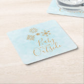Baby's Cold Outside Gold Schneeflocken auf Blue Rechteckiger Pappuntersetzer (angewinkelt)