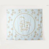 Baby's Cold Outside Gold Schneeflocken auf Blue Wandteppich (Vorderseite (Horizontal))