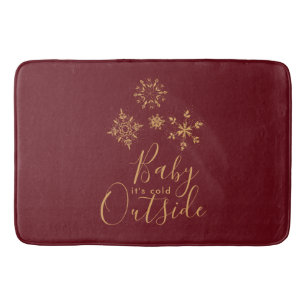 Baby's Cold Outside Golden Snowflakes Badematte