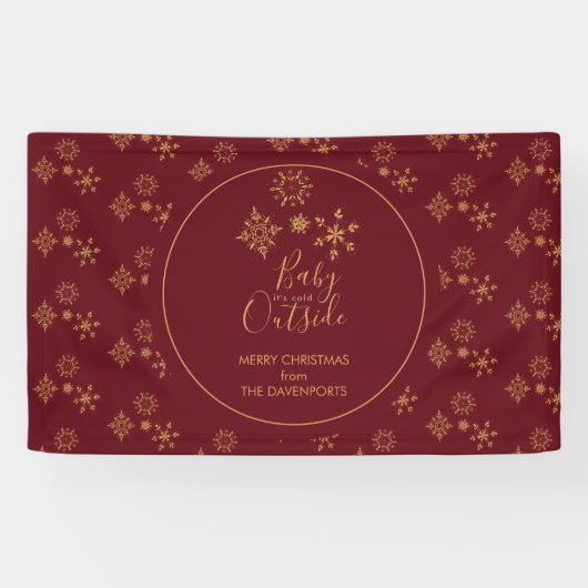 Baby's Cold Outside Golden Snowflakes Banner (Horizontal)
