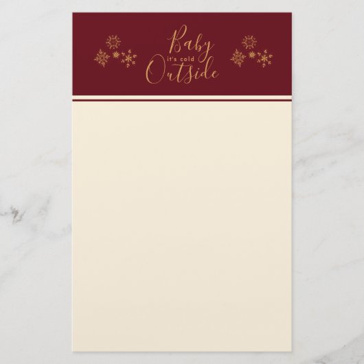 Baby's Cold Outside Golden Snowflakes Briefpapier (Vorderseite)