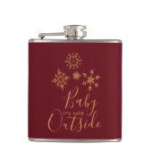 Baby's Cold Outside Golden Snowflakes Flachmann (Vorderseite)