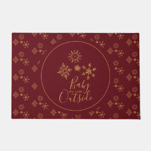 Baby's Cold Outside Golden Snowflakes Fußmatte