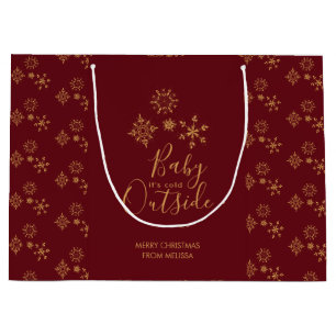 Baby's Cold Outside Golden Snowflakes Große Geschenktüte