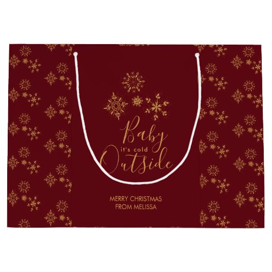 Baby's Cold Outside Golden Snowflakes Große Geschenktüte (Vorderseite)