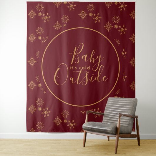 Baby's Cold Outside Golden Snowflakes Wandteppich (Beispiel)