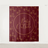 Baby's Cold Outside Golden Snowflakes Wandteppich (Vorderseite)