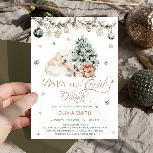 Baby's Cold Outside Niedliche Polar Bear Baby Dusc Einladung